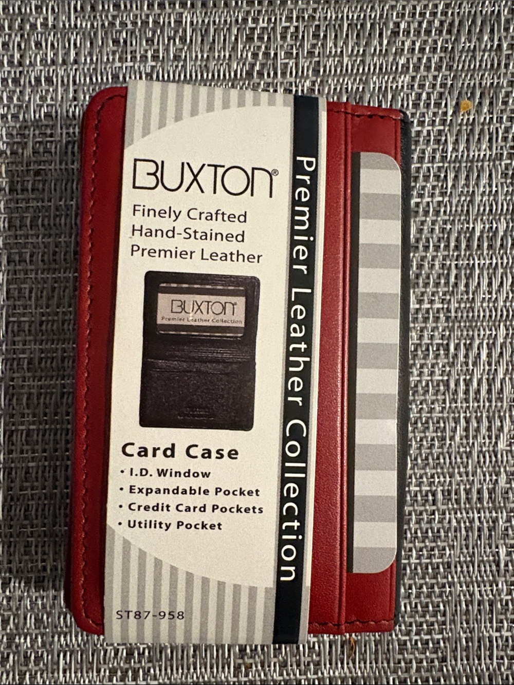 Buxton Red Slim Leather Card Case